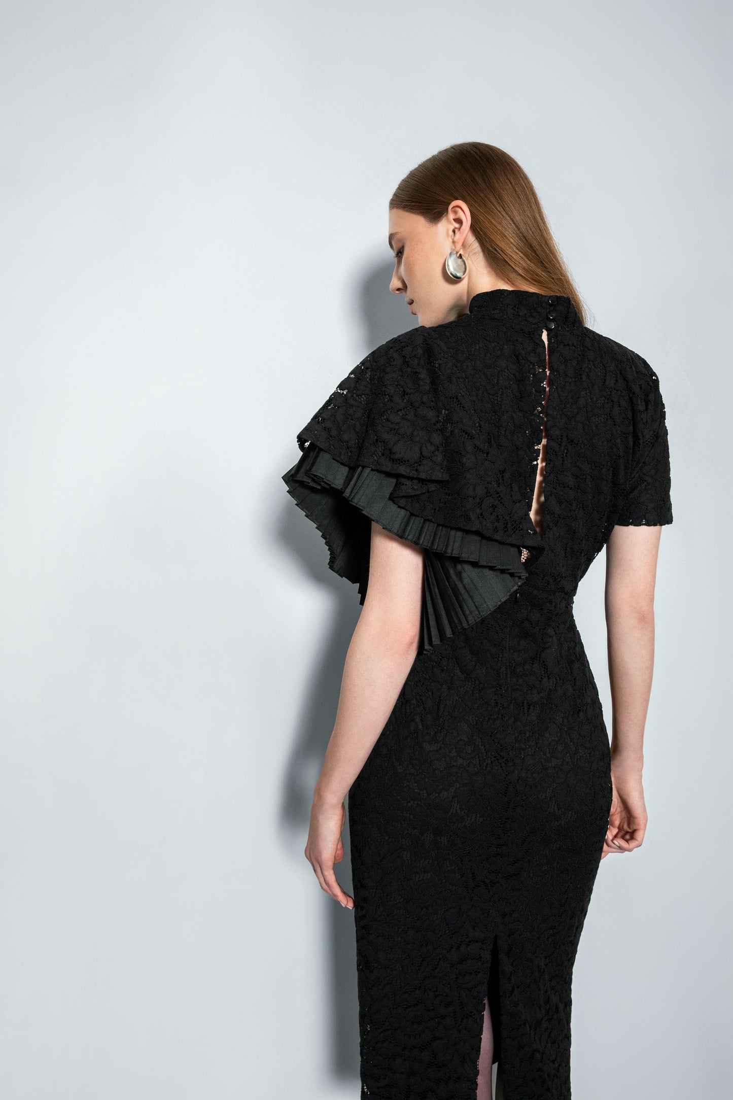 Black Lace Fitted Dress