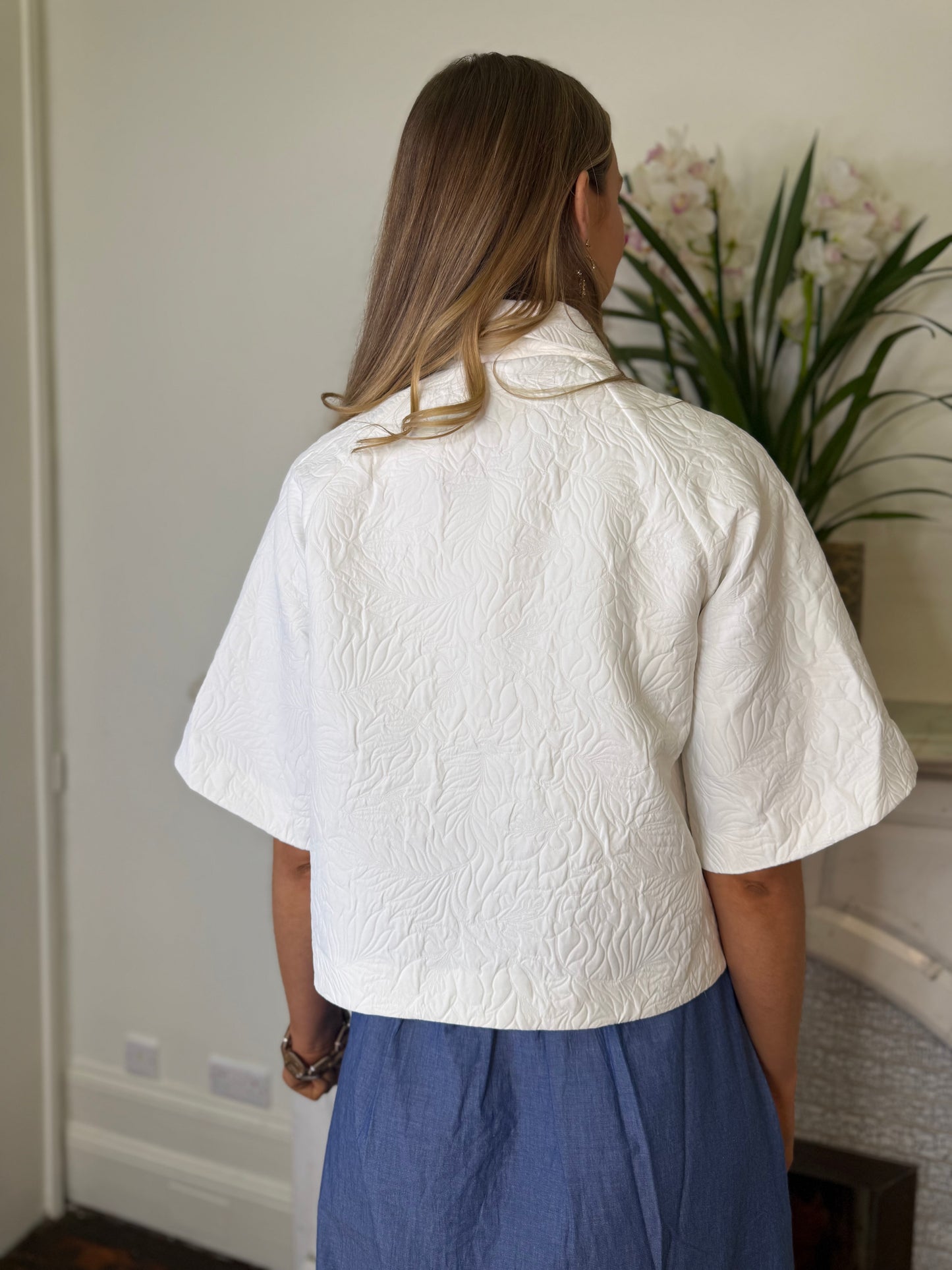 Gustav White Nora Cape Embossed Jacket