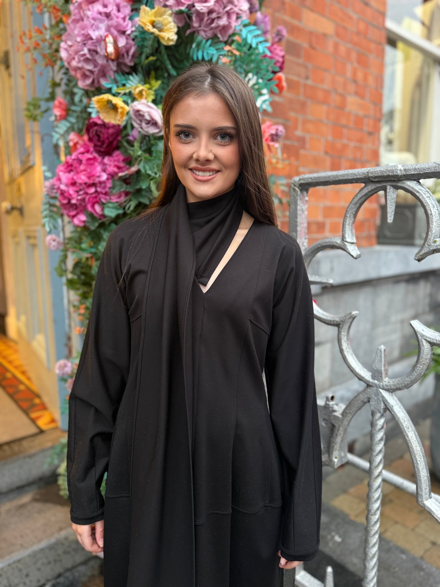 Beatrice B Black Fitted Pencil Style Dress