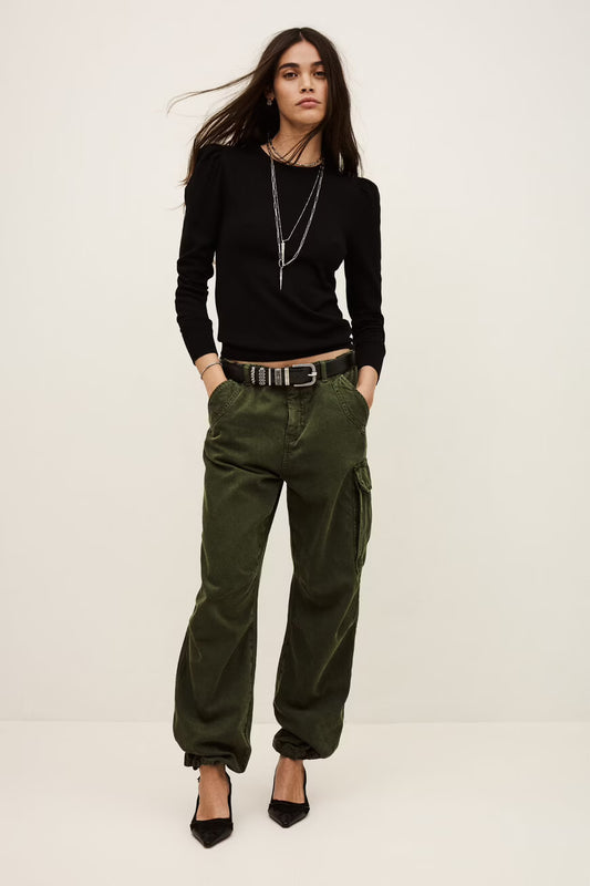 Ba&Sh Fino Moss Green Cargo Style Pants