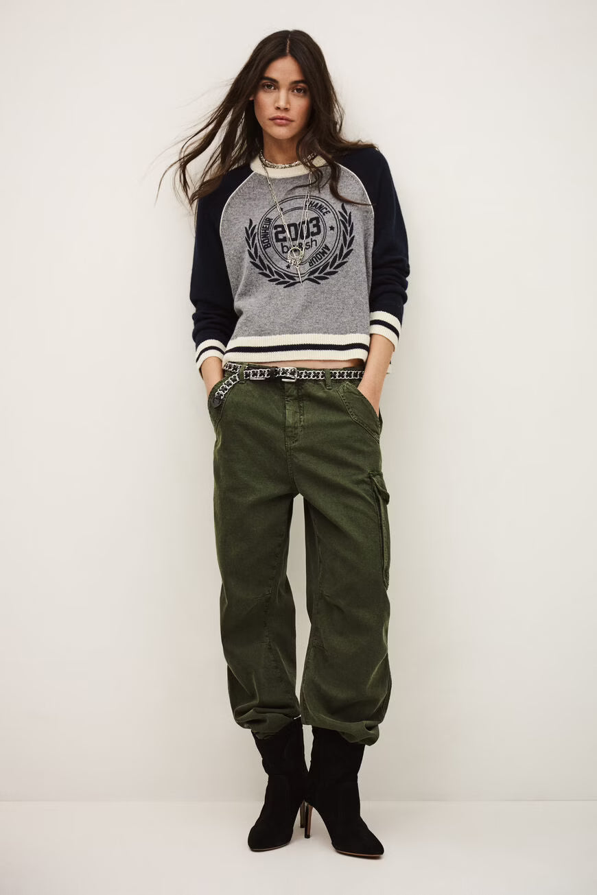 Ba&Sh Jumper Navy and Grey Cashmere Sweater