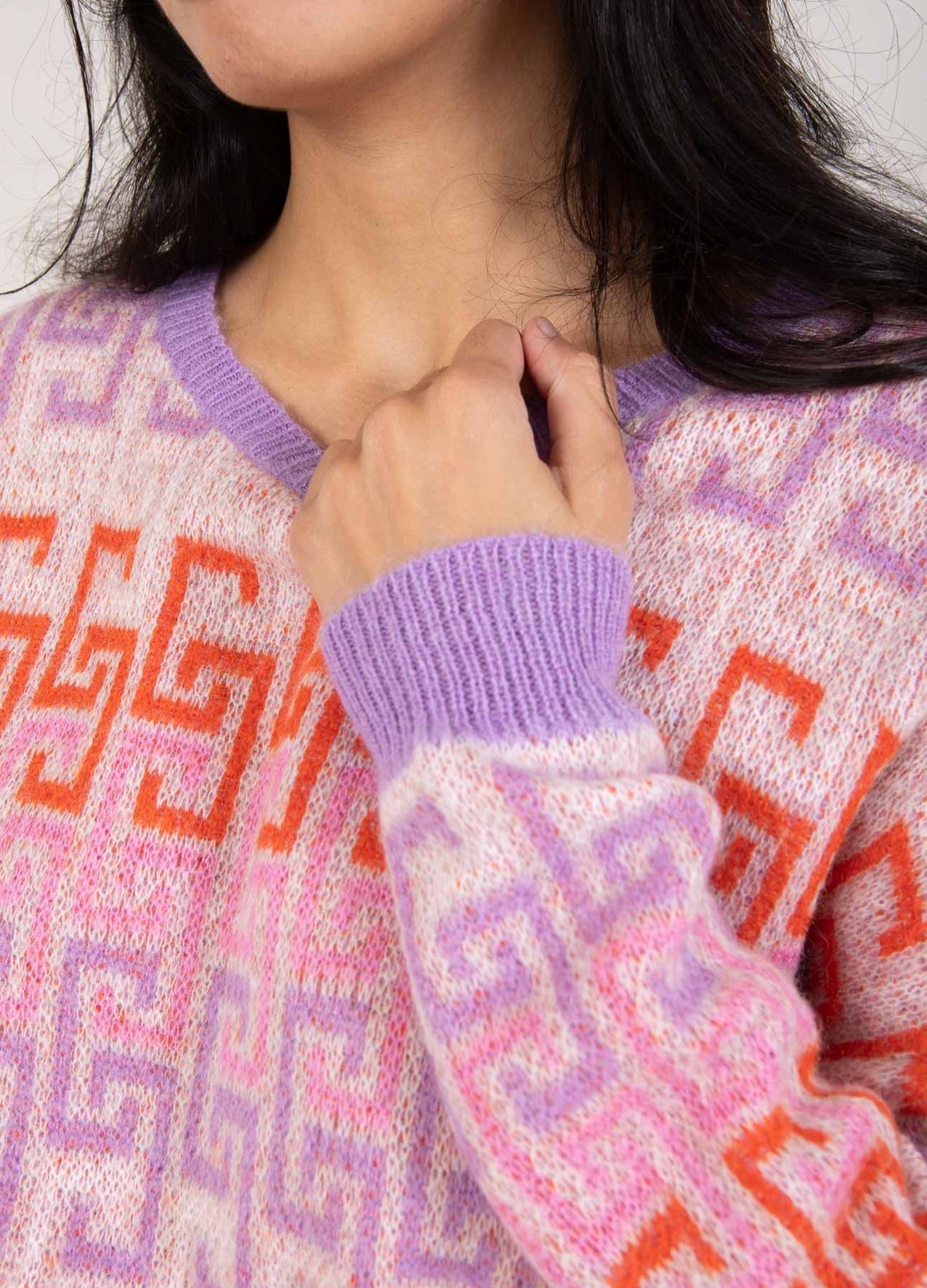 Purple and Lilac Knit Jaquard Sweater