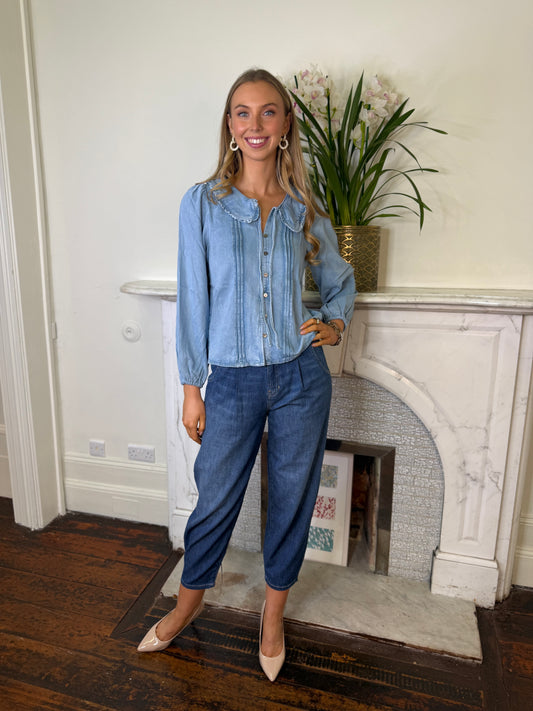 Suncoo Lazar Blue Denim Blouse