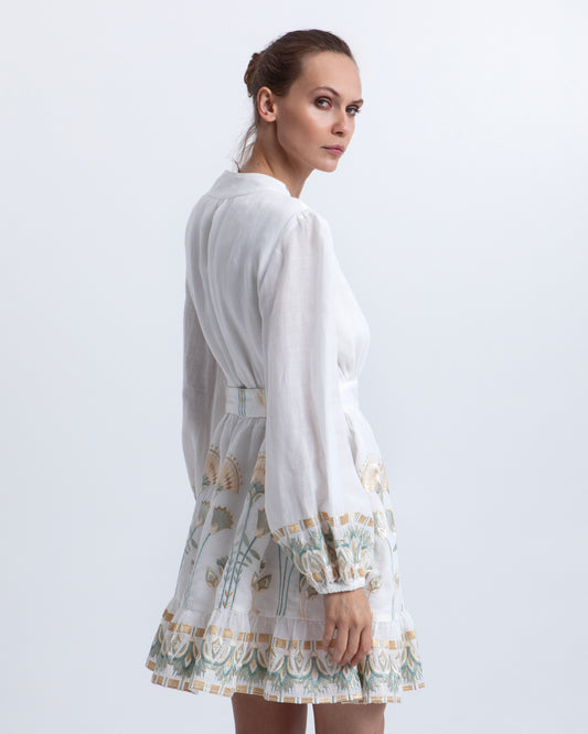 Greek Archaic Kori Paprus Wrap Mini Dress