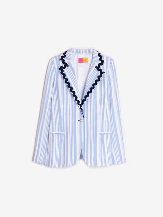 Vilagallo Blue Light Blue Stripe Jacket With Navy Trim