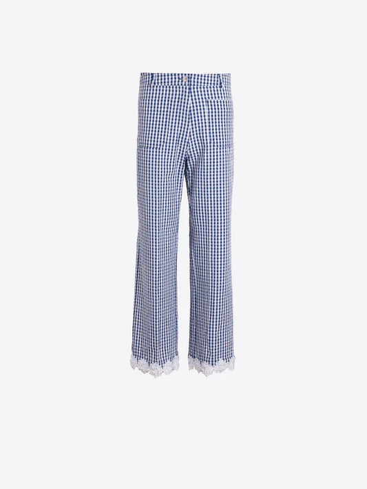 Vilagallo Blue Gingham Lace Trousers