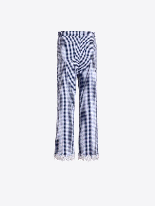 Vilagallo Blue Gingham Lace Trousers