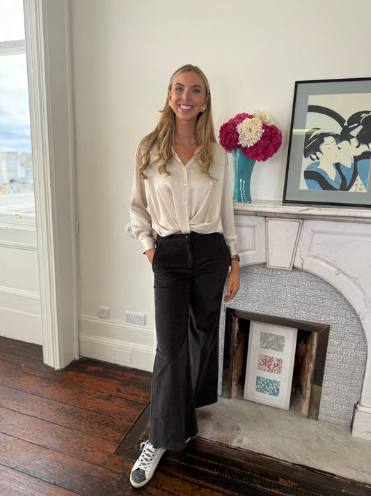 Rosso35 Chocolate Brown Wide Leg Corduroy Trousers