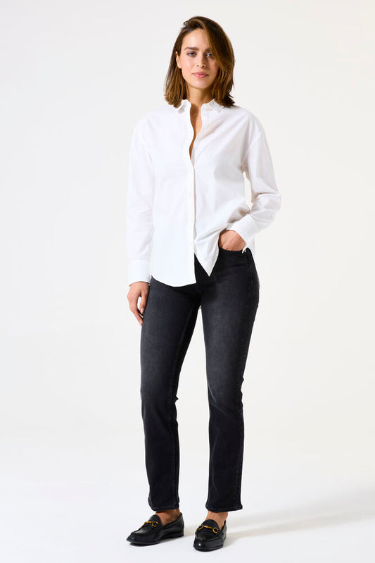 Garcia Celia Straight Leg Dark Black Used Jeans