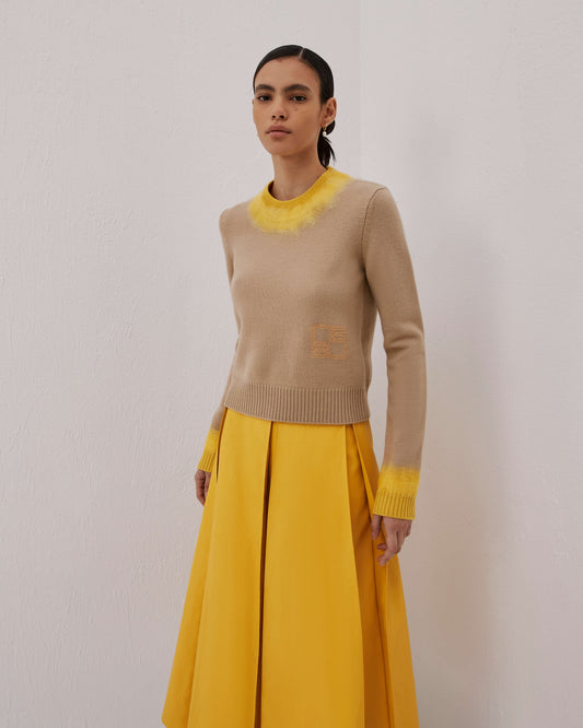 Marlene Two Tone Pullover Camel & Yellow