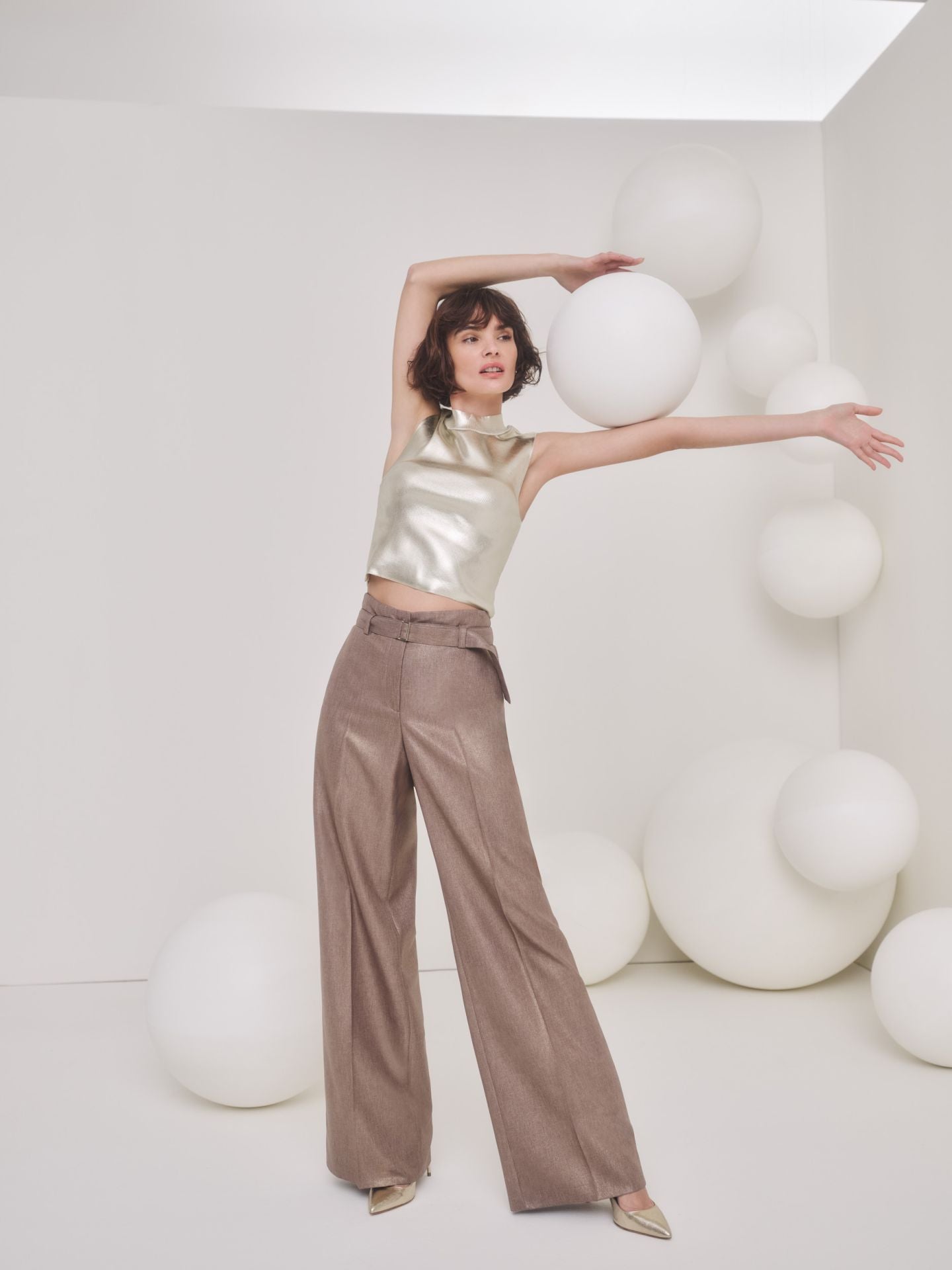 Anais Gold Twill Straight Leg Trousers