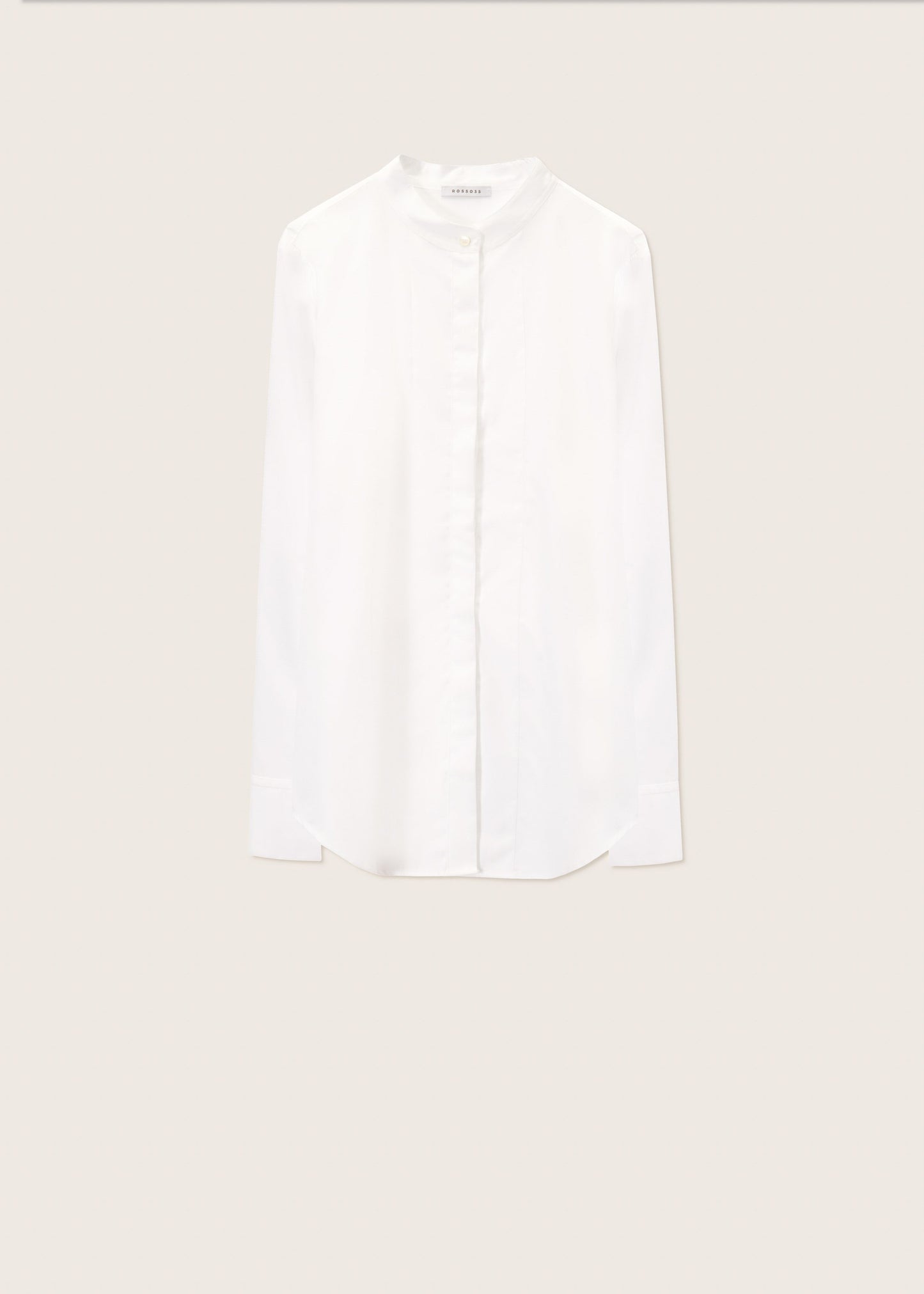 Crisp White Shirt with Plastron Detail and Mandarin Collar