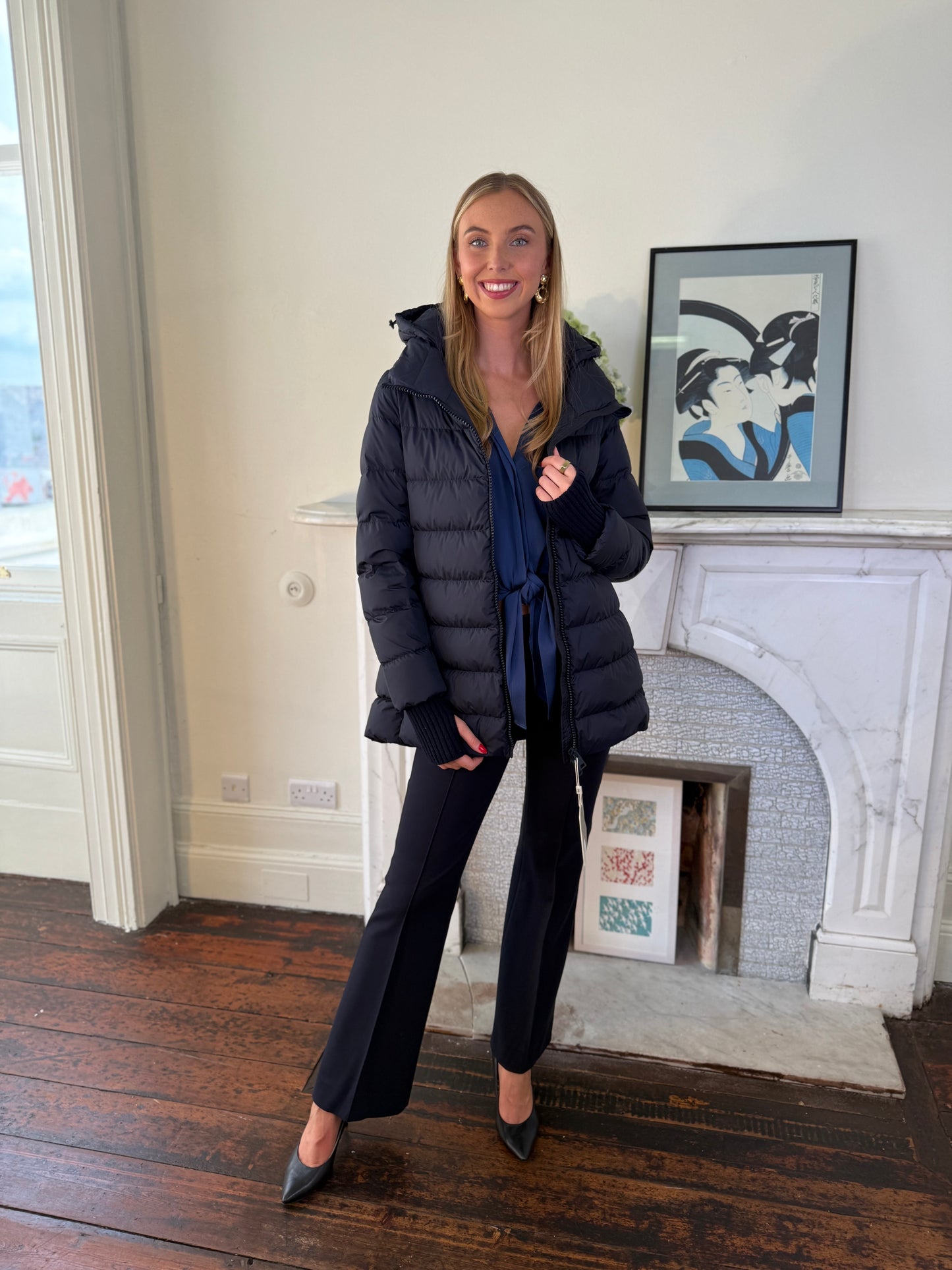 Herno Navy A-Shape Chamonix Quilted Jacket