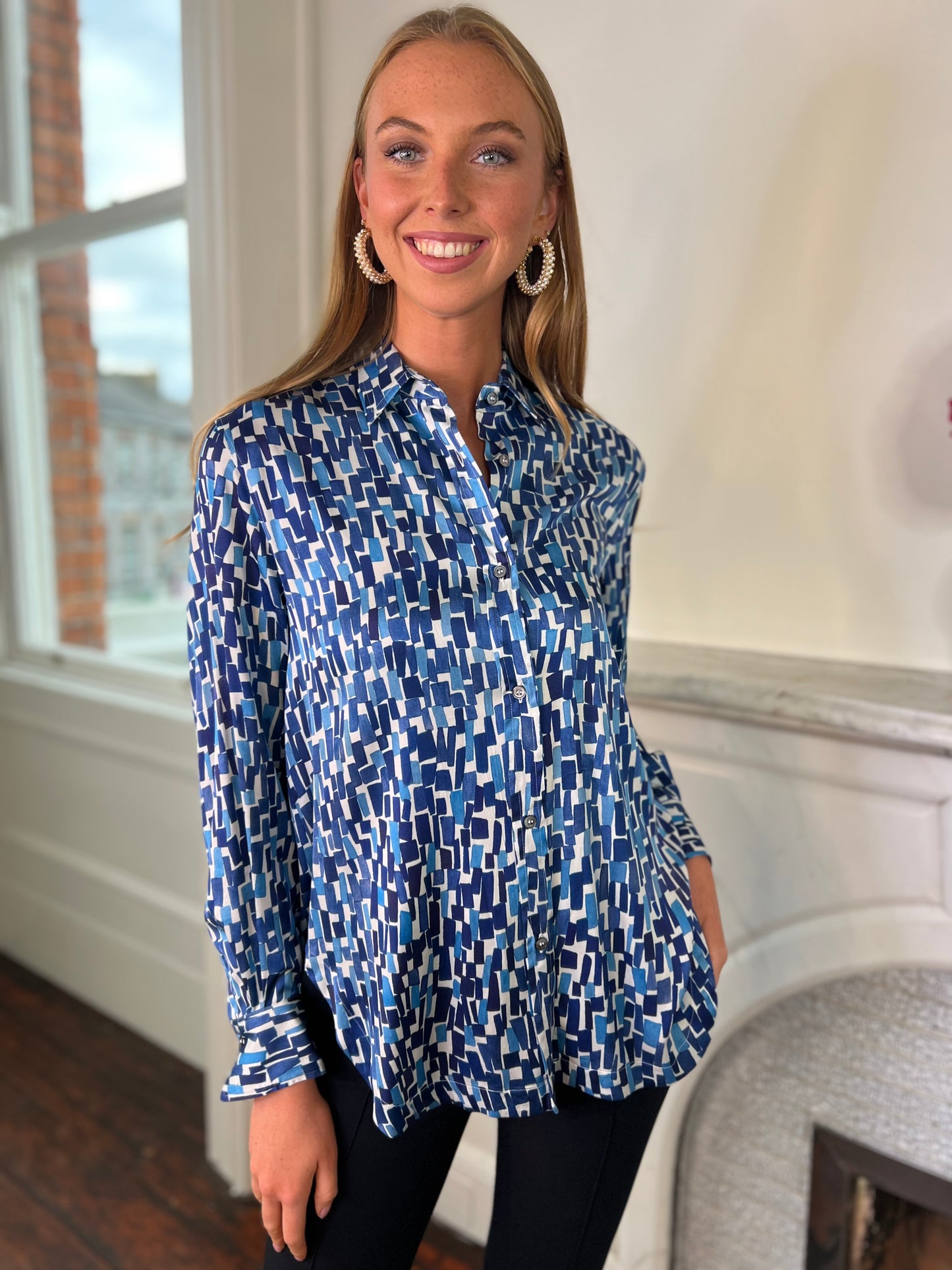 Blue Printed Shirt in a relaxed fit