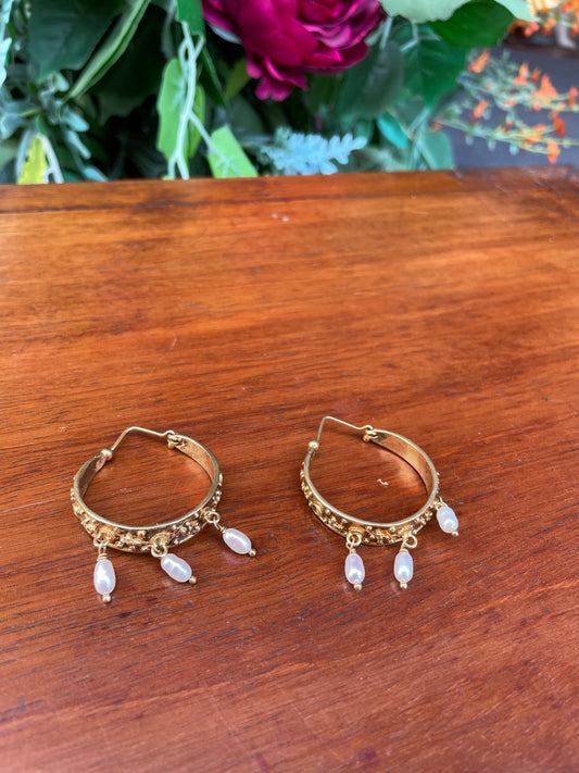 Tuscan Pearl Hoop Earrings