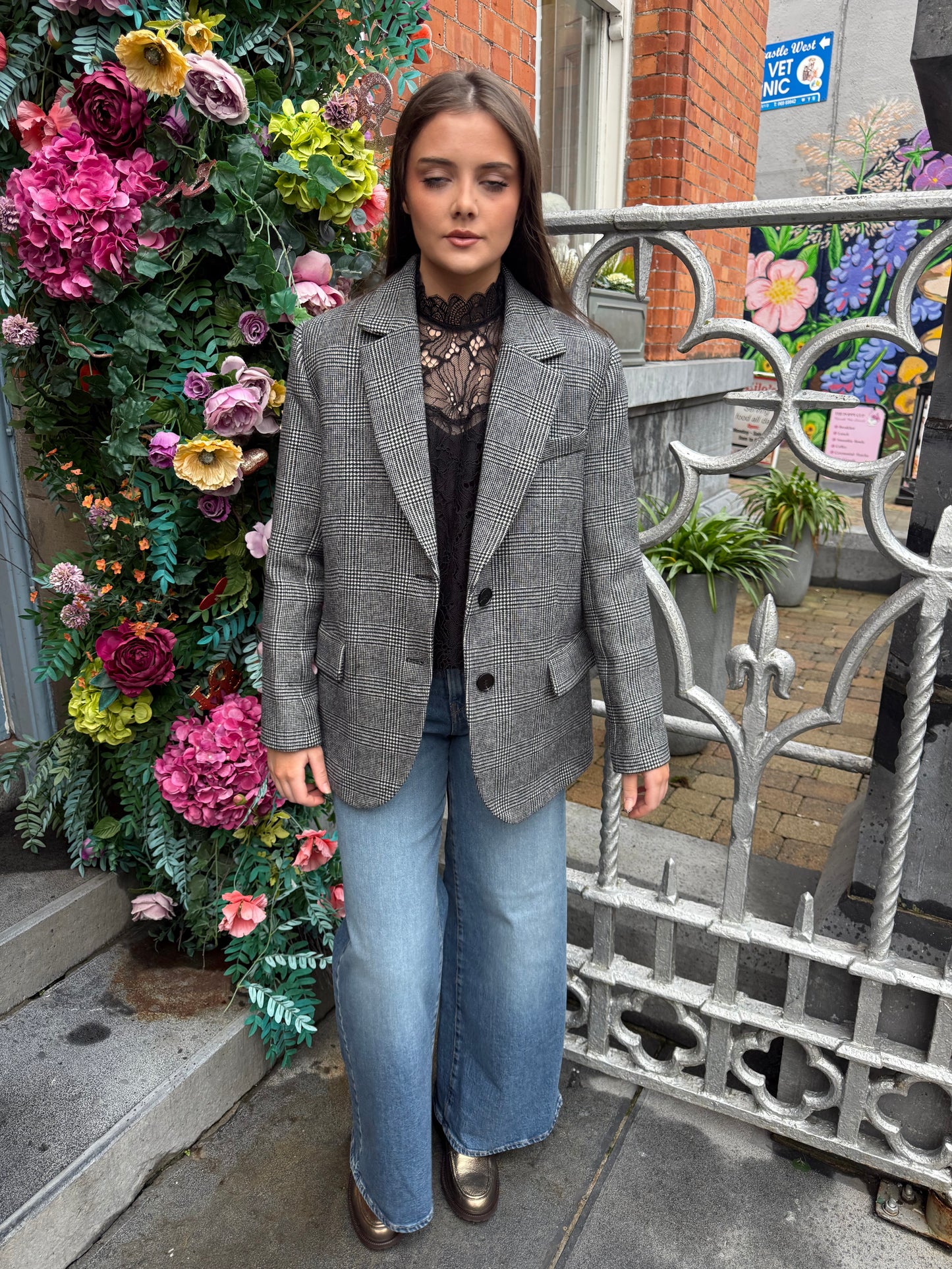 Suncoo Dwight Prince of Wales Black and White Check Blazer