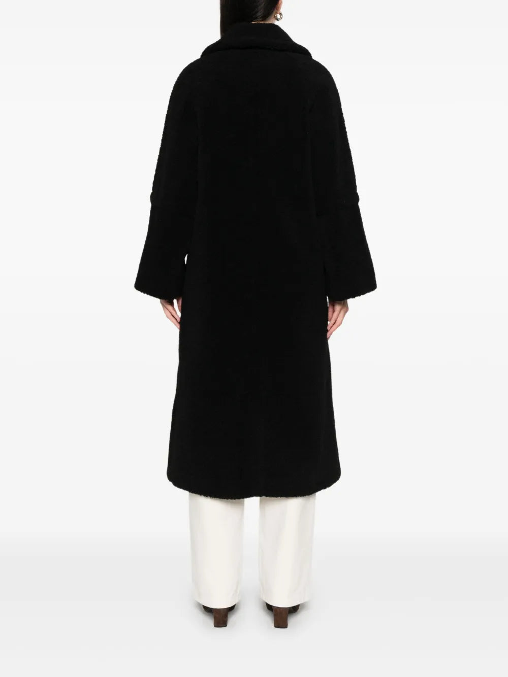 Herno Cappotto Black Teddy Bear Double Breasted V Neck Coat