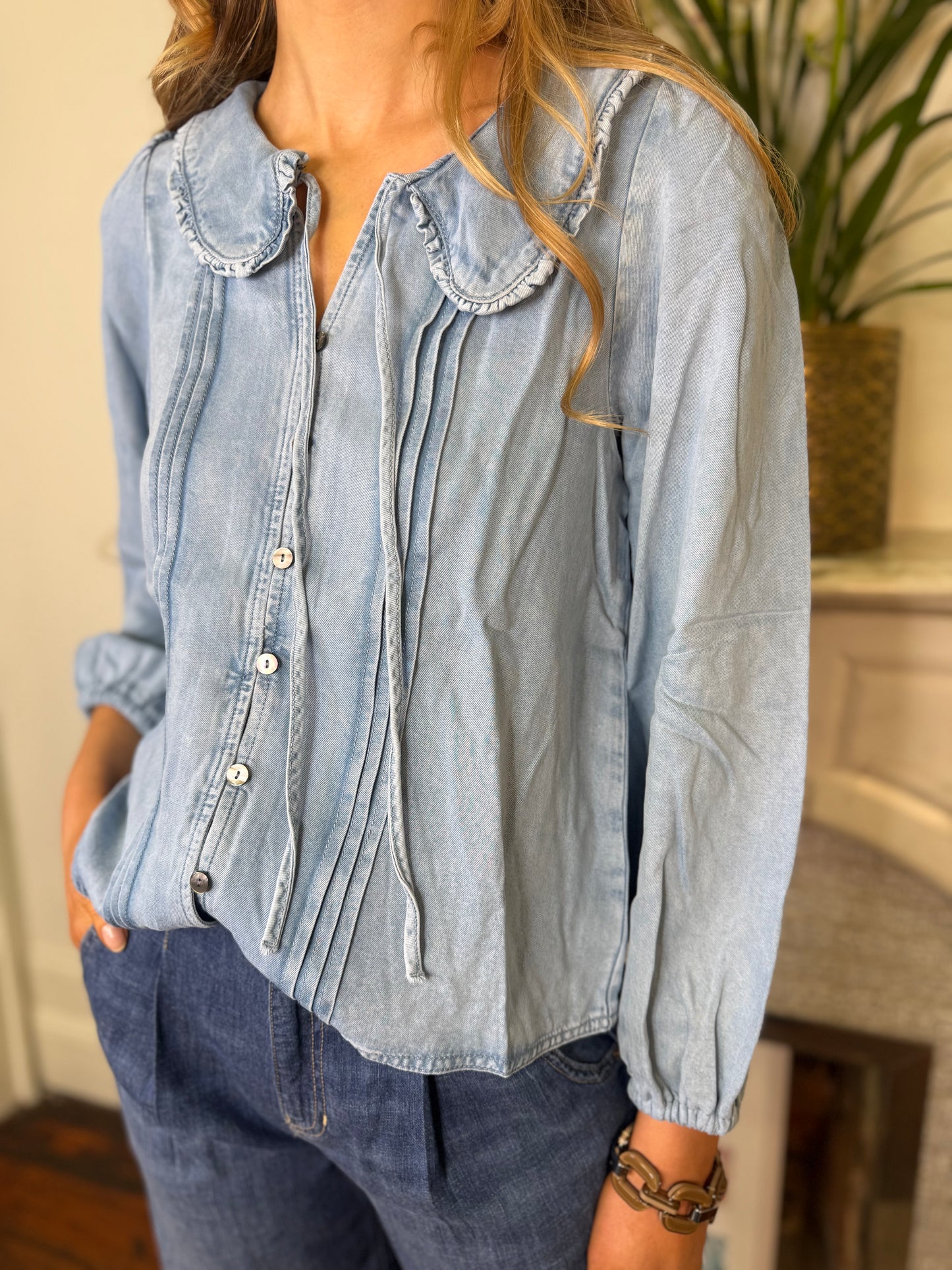 Suncoo Lazar Blue Denim Blouse