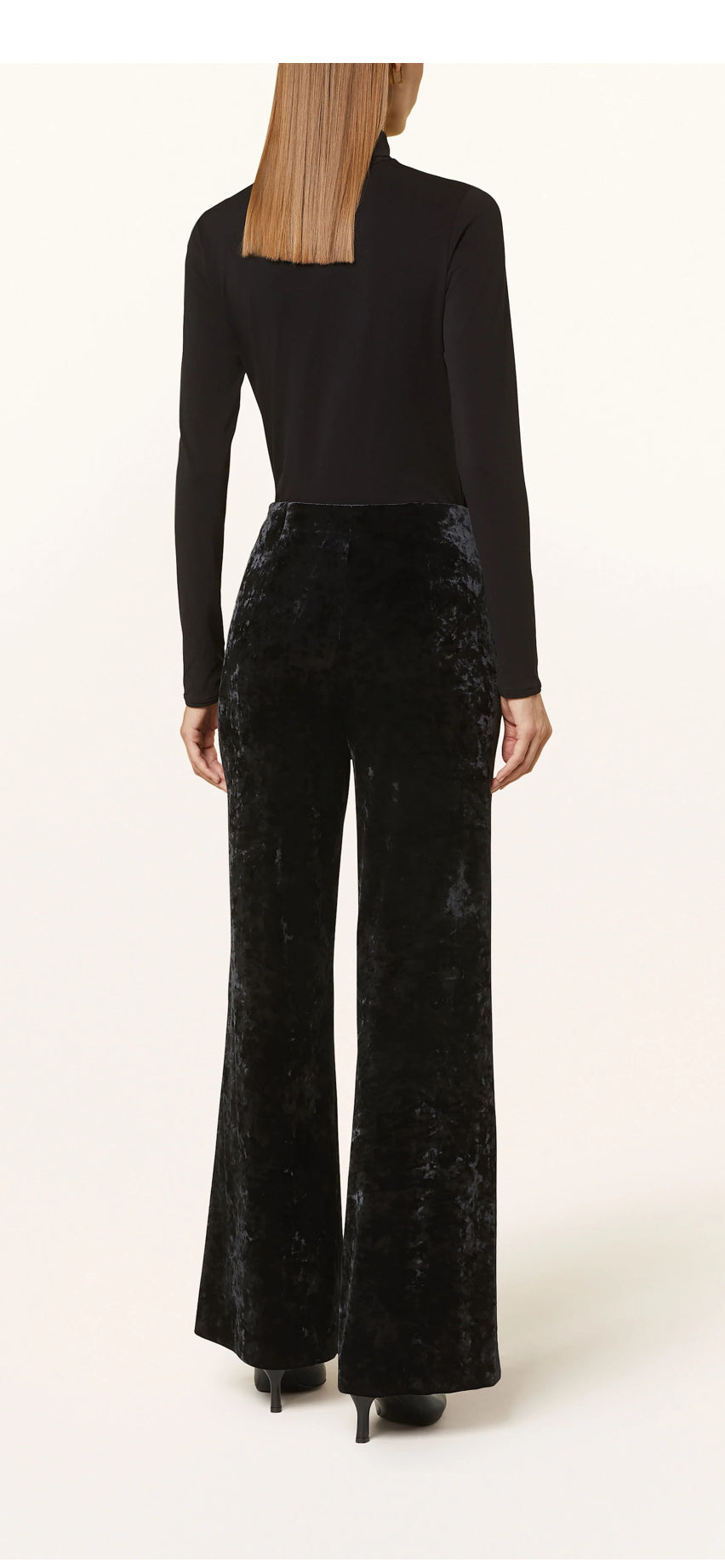 Anais Black Velvet Wide Leg Trousers