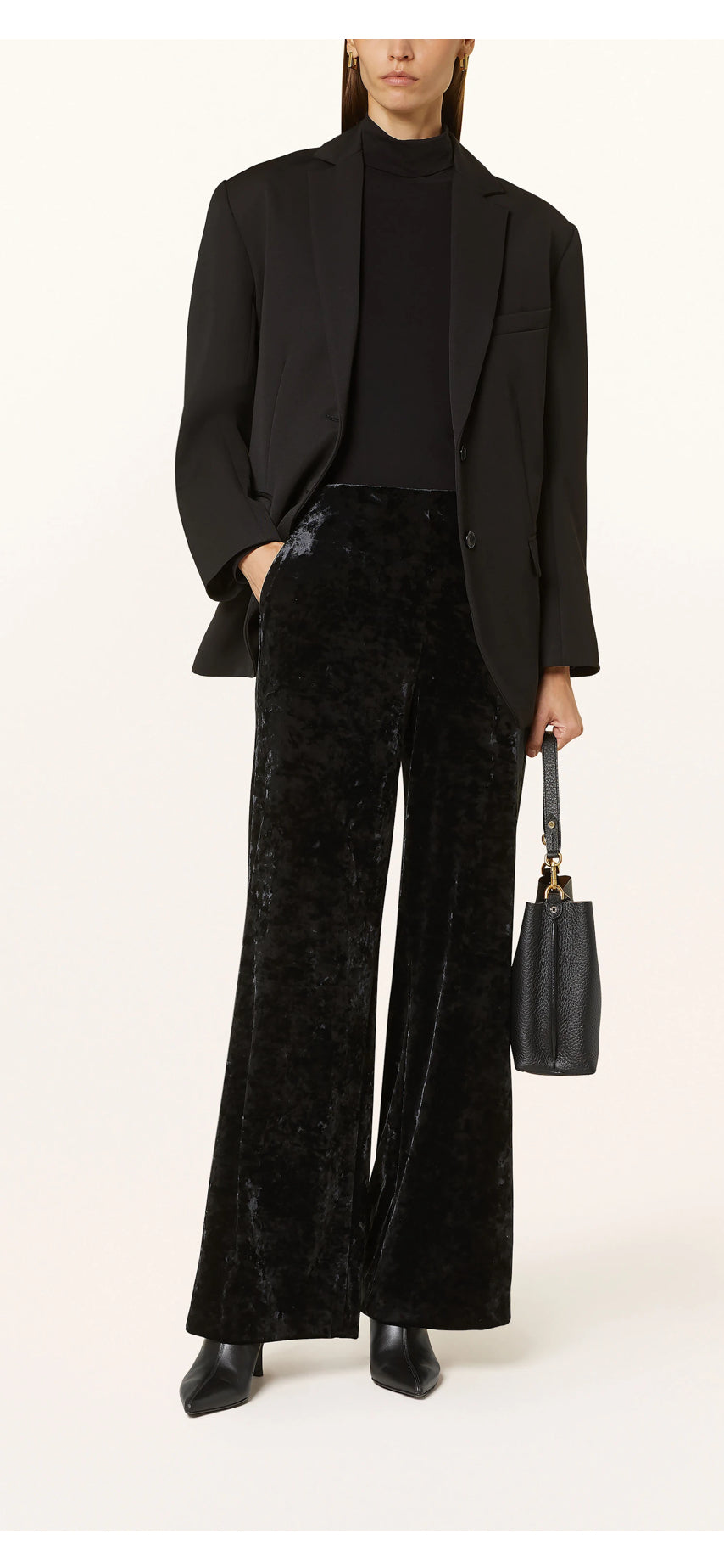 Anais Black Velvet Wide Leg Trousers