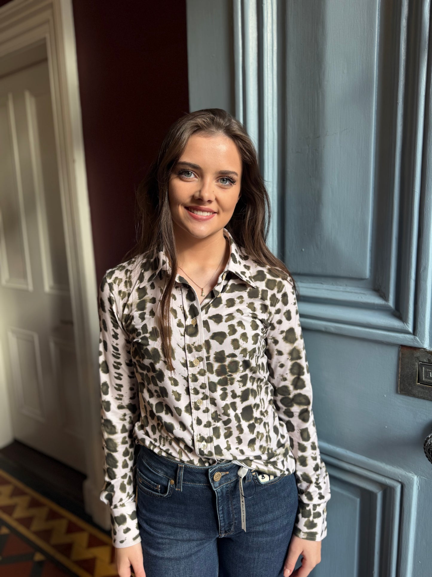 Caliban Green Print Skin Like  Shirt