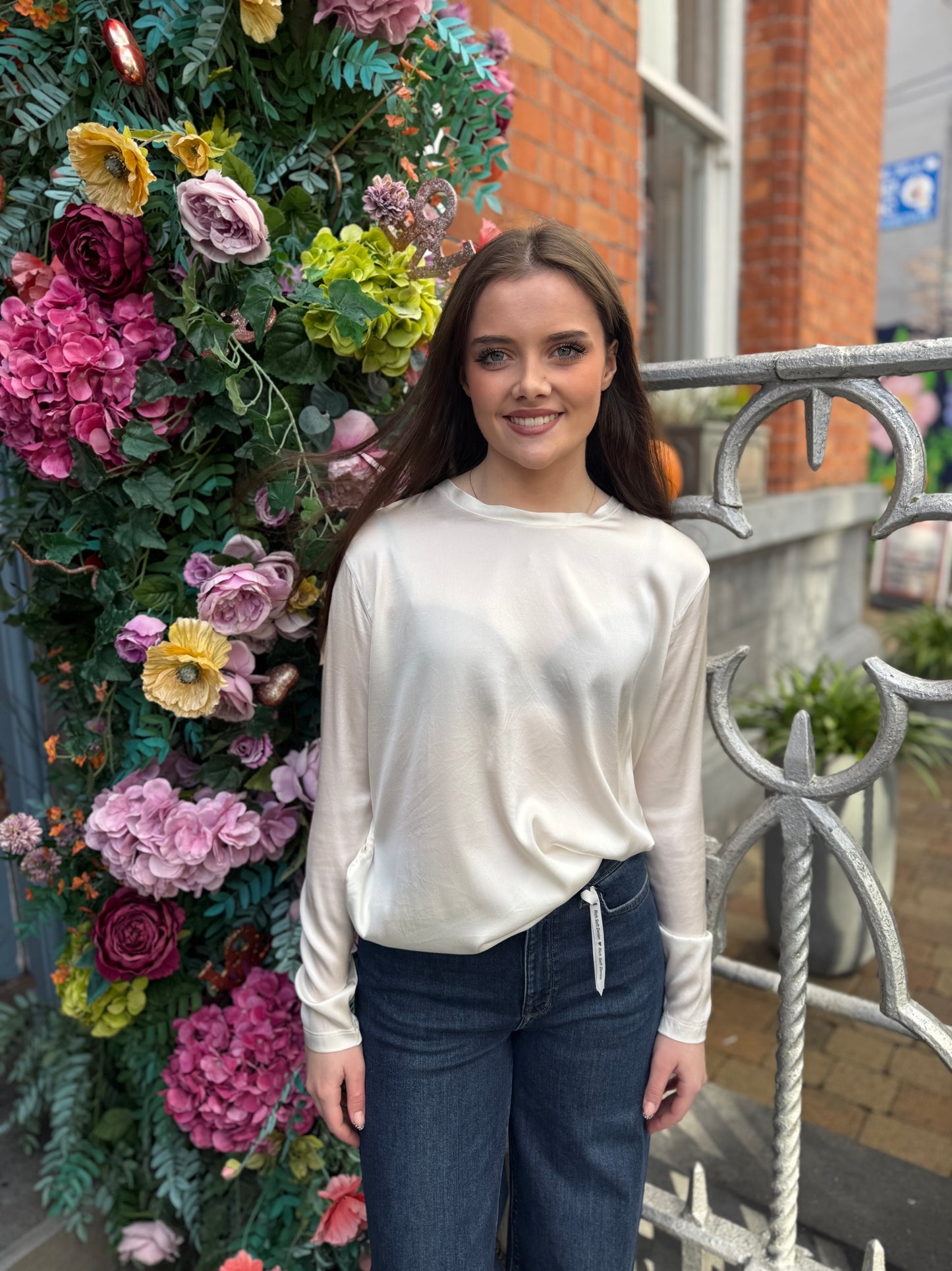 Caliban Cream Silk Top