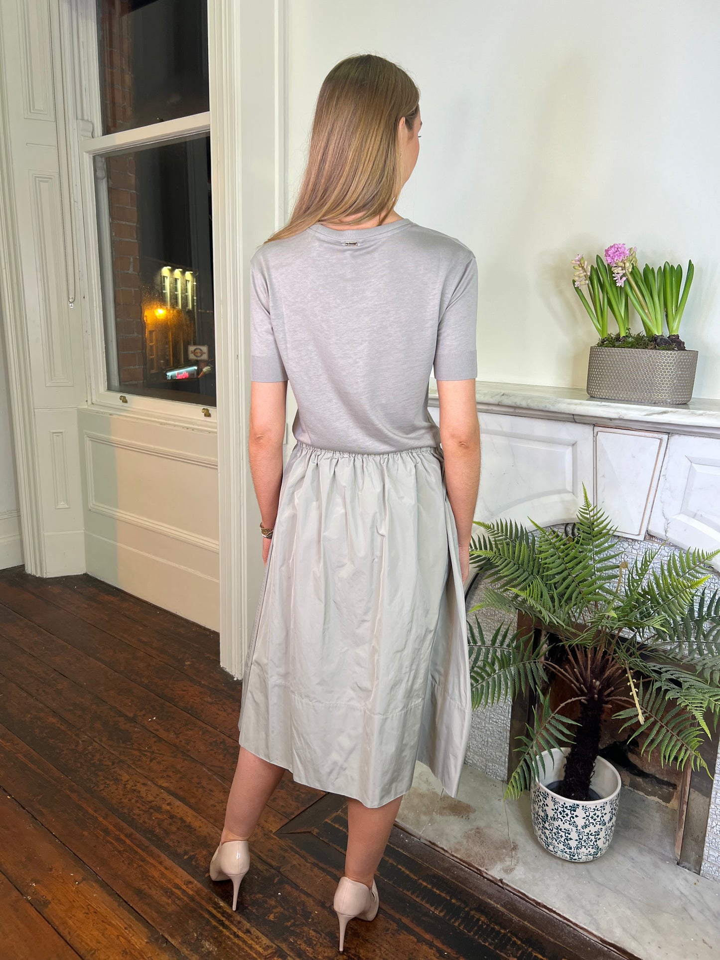 Fabiana Filippi Taupe Taffeta Skirt