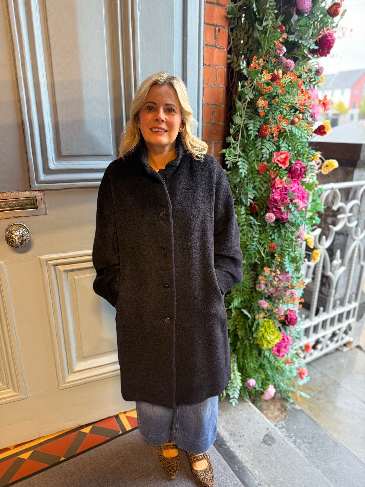 Rosso35 Navy Alpaca and Wool Coat