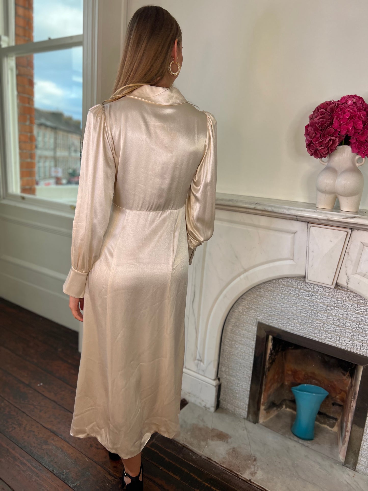 Alivia Cream Satin 1930's Inspired Dress