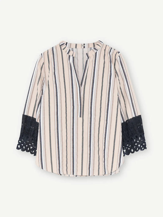 Sikka Striped Top With Broderie Anglaise