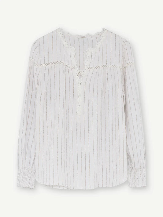 SIKKA BLOUSE in a Blue and White Pinstripe