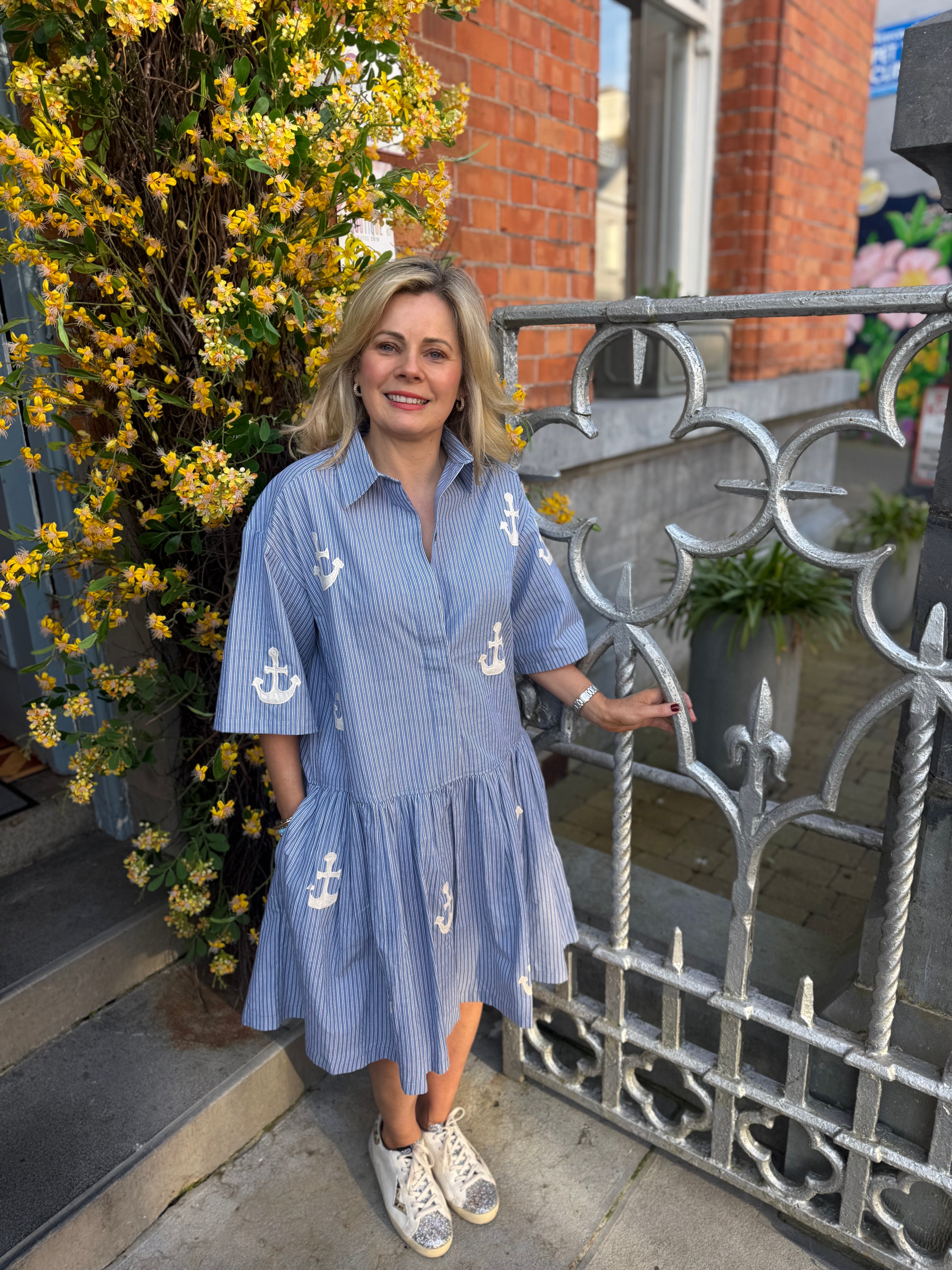 Stella Nova Oversized Dress With Embroidered  Kimono
