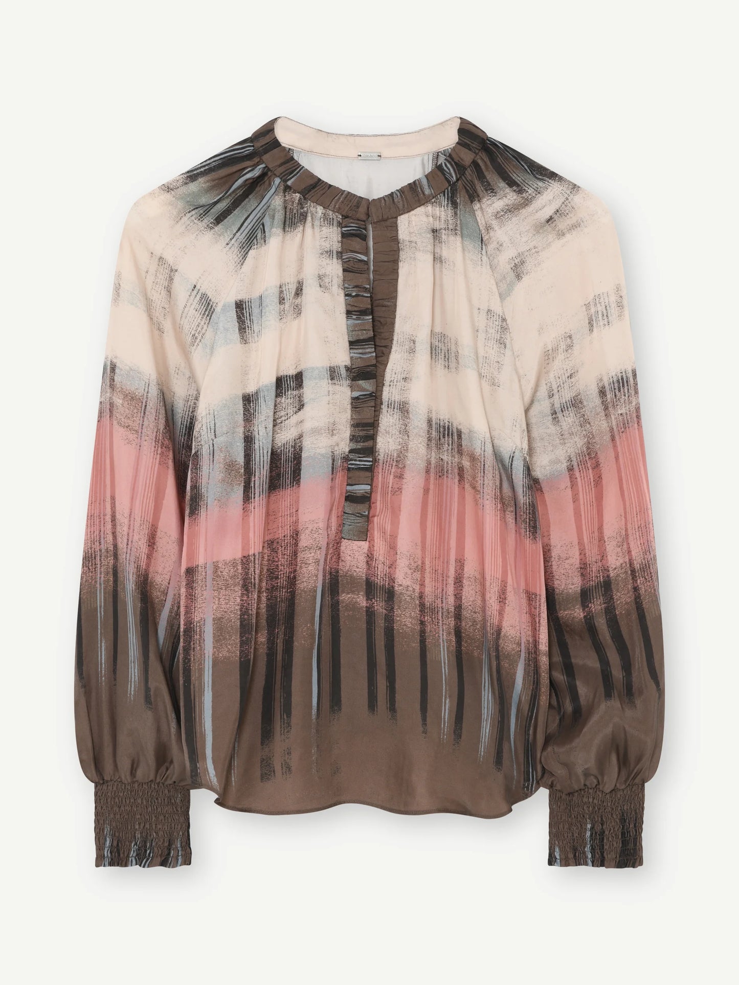 Gustav Annsofie Blouse in Salmon, Cream and Taupe Brown