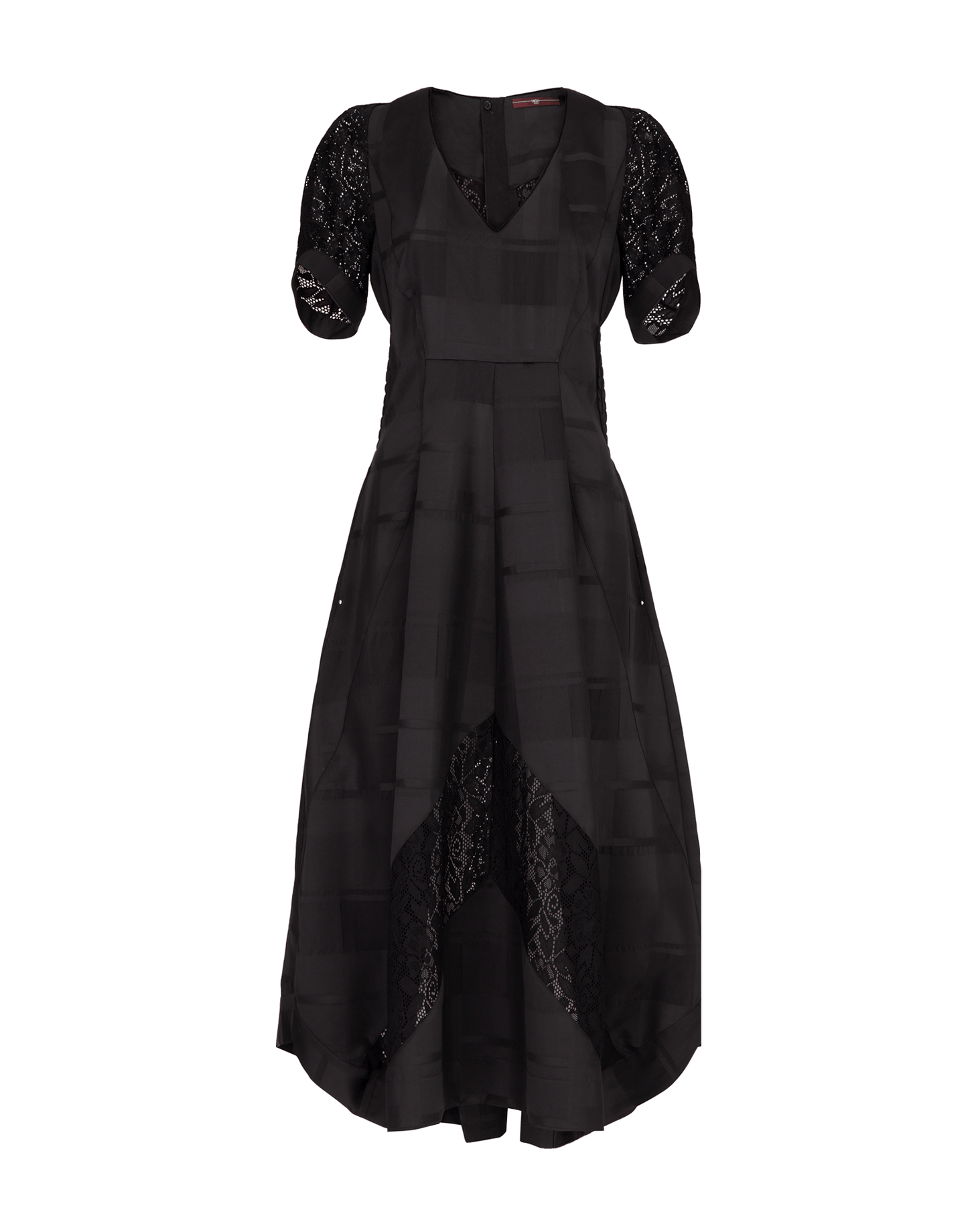 DESIRE Navy  Fit and Flare Dress in Tech Taffeta and Lace