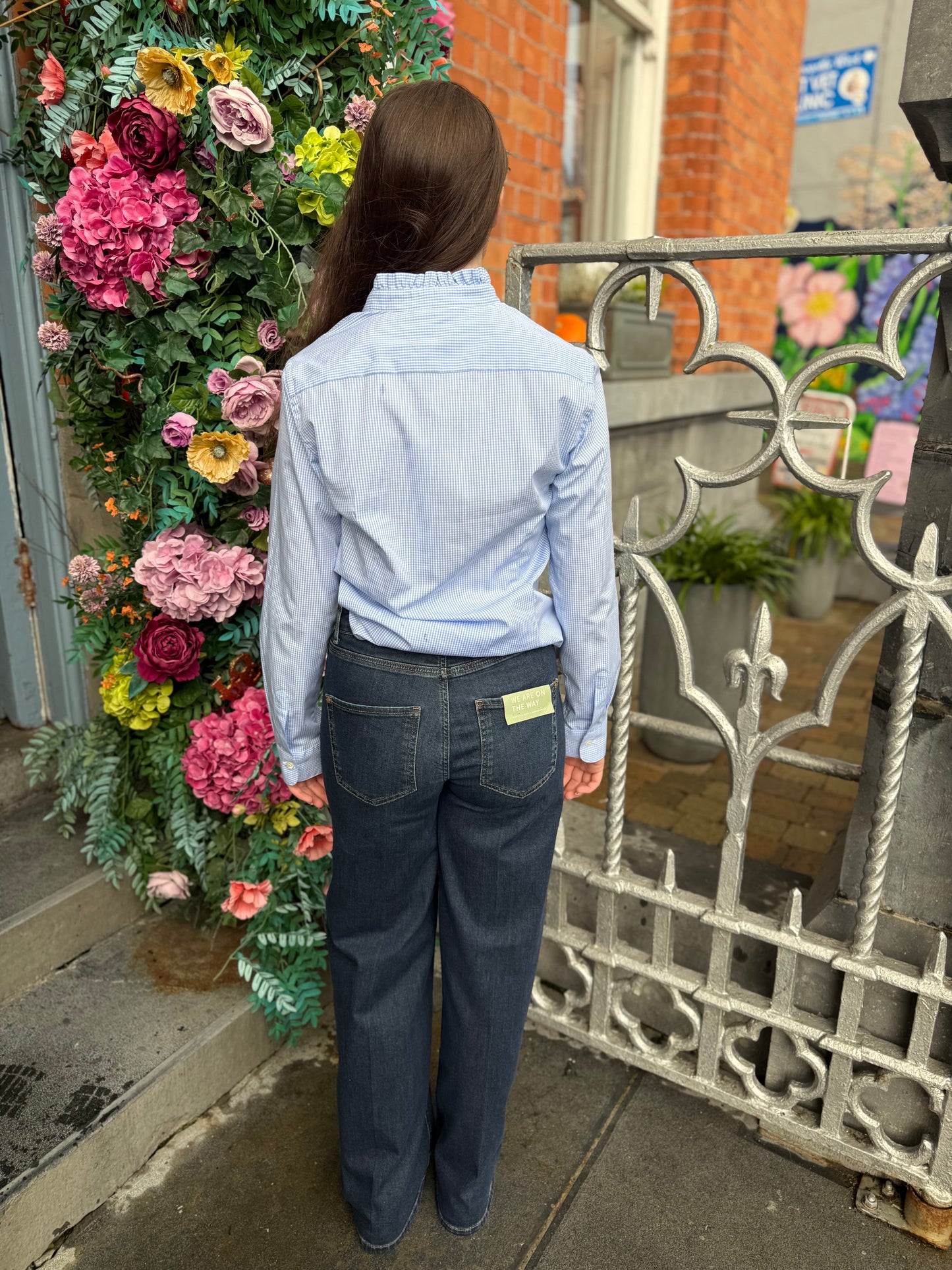 Caliban Gingham Blue And White Cotton Shirt