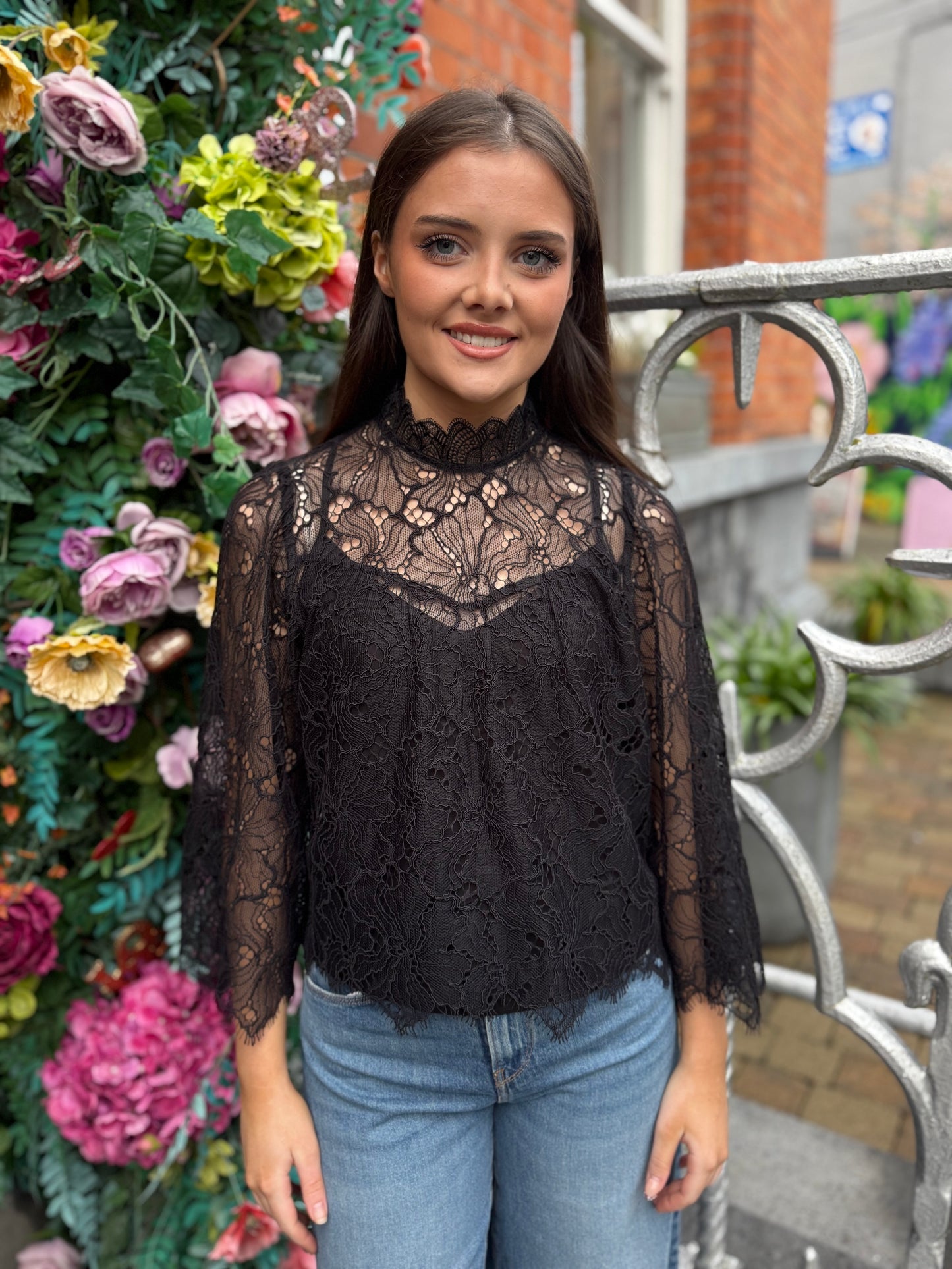 Suncoo Lucia Black Lace Top