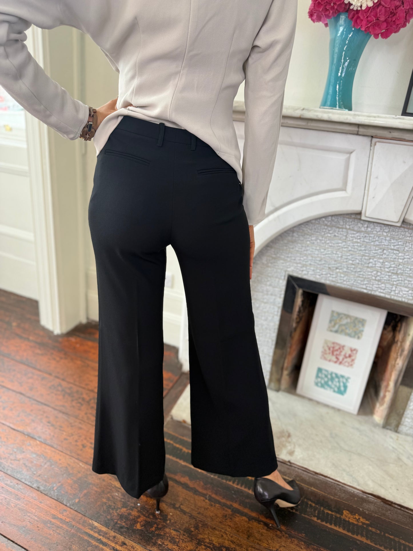 Rosso35  Black  Straight Leg Trouser Ankle Length
