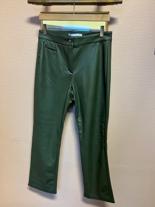 Ima 7/8 Vegan Nappa Trousers in Olive