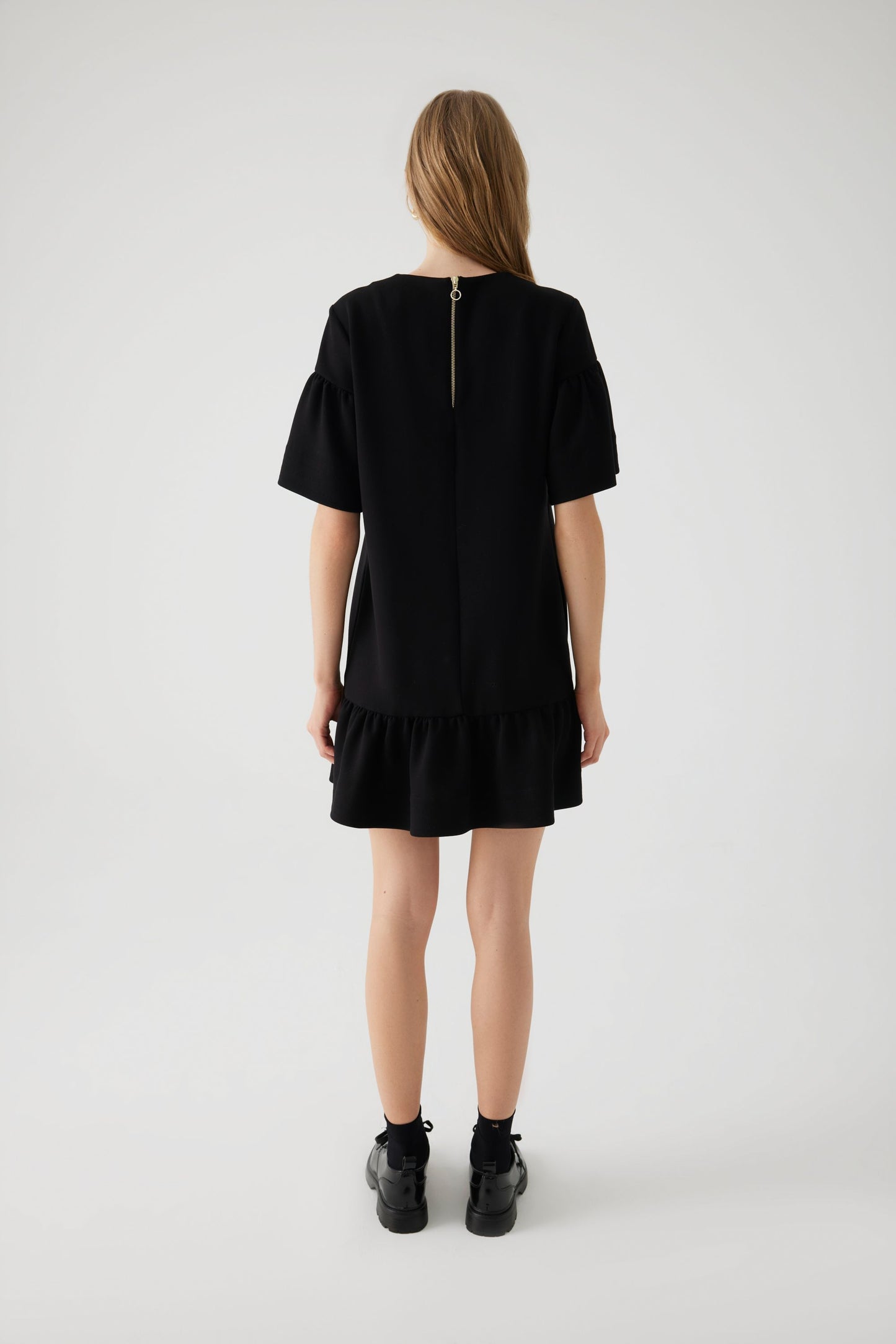 Alexandra Black Jersey  Dress with Gold Dragon Fly Embellishment