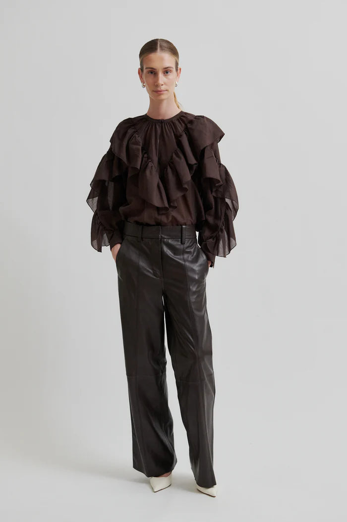 Second Female Letho Leather Trouser Chocolater Plum
