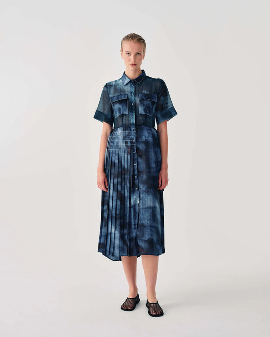Beatrice B Printed Pleated Shirt Dress