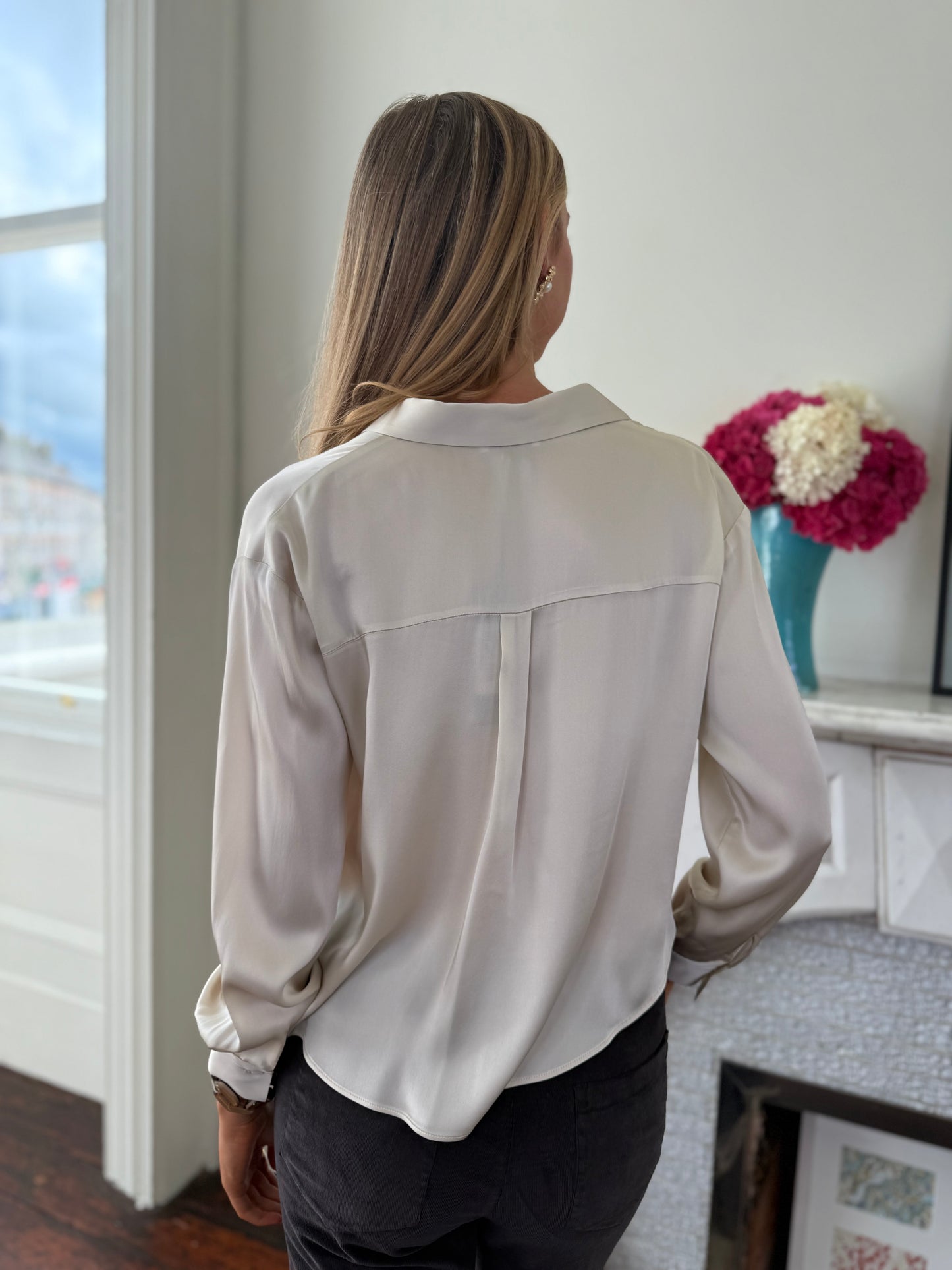 Rosso35 Silk Mix Blouse in Oatmeal