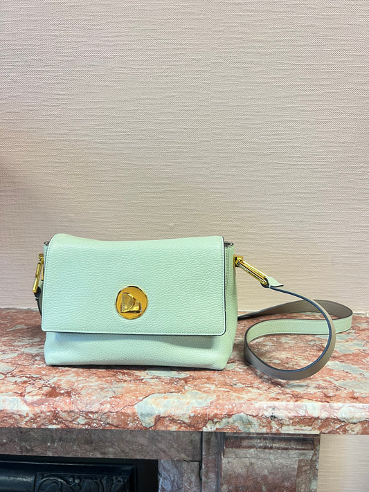 Mint Green Leather Crossebody Bag with Adjustable Strap