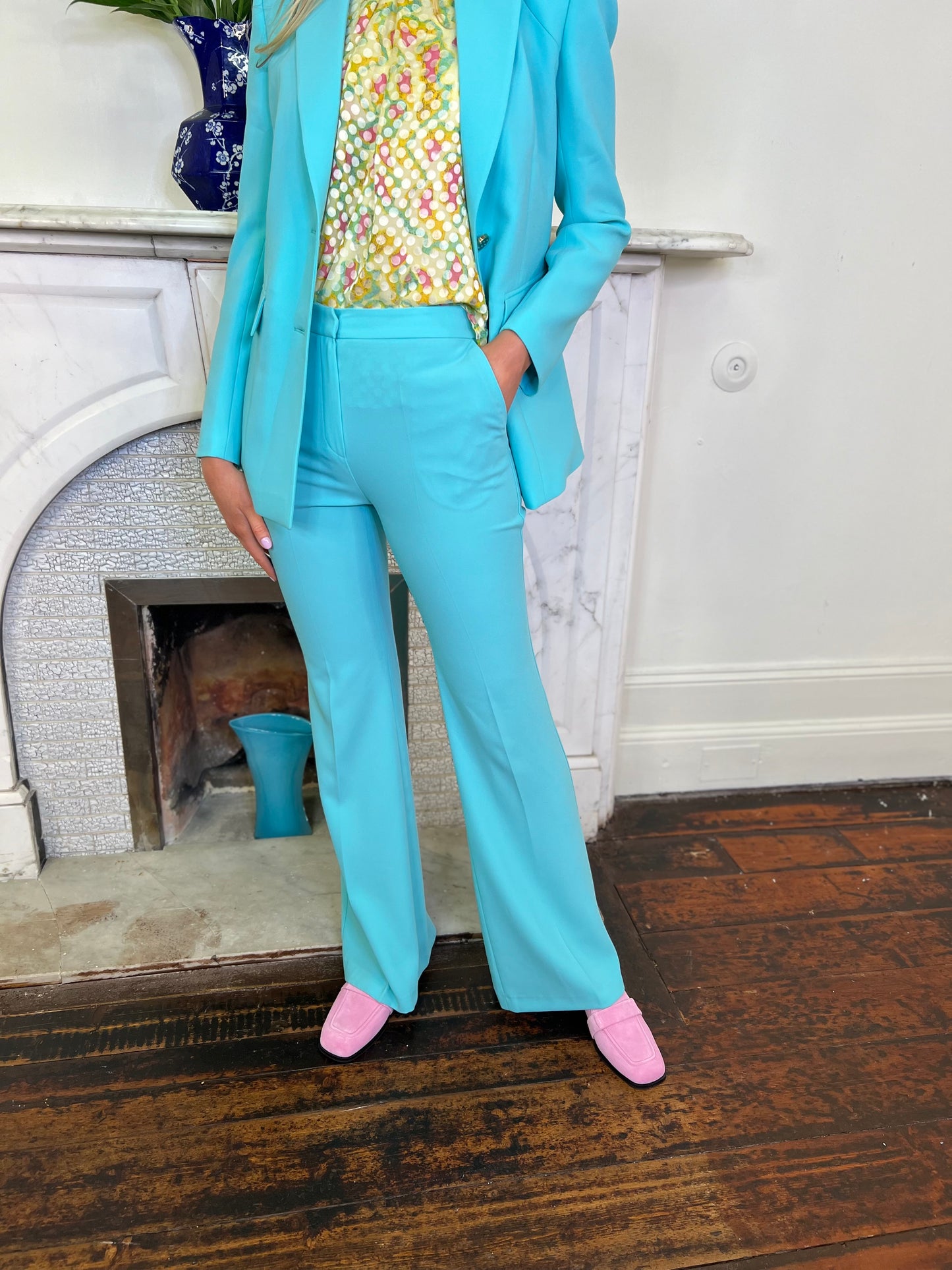 Turquoise Straight Leg Trousers