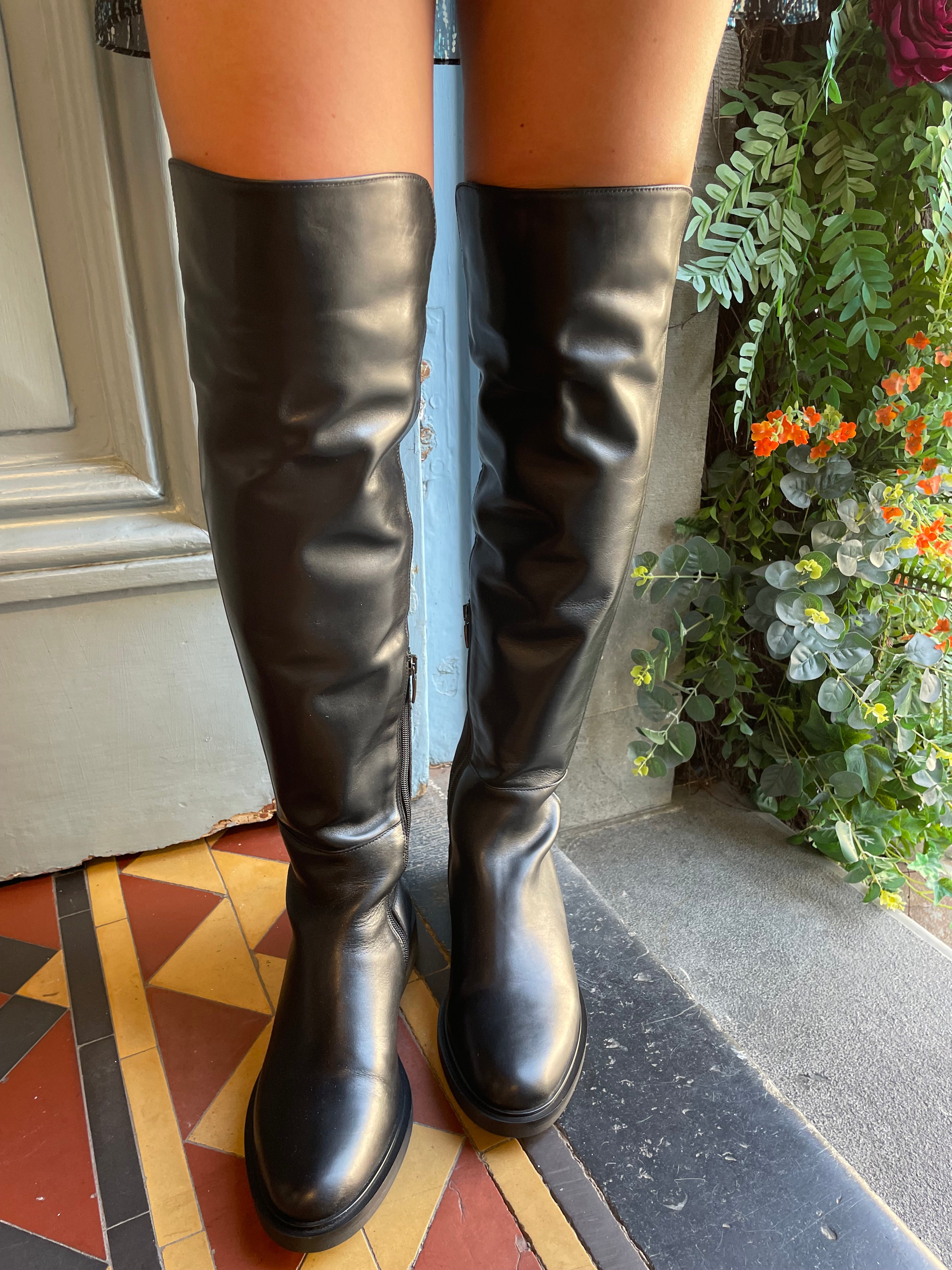 Knee high soft leather boots on sale