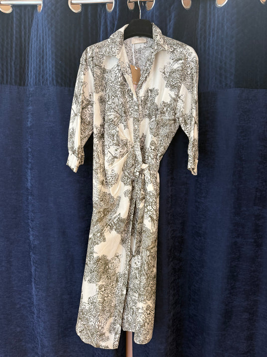 Iblues Mirano Cream And Brown Print Wrap Dress