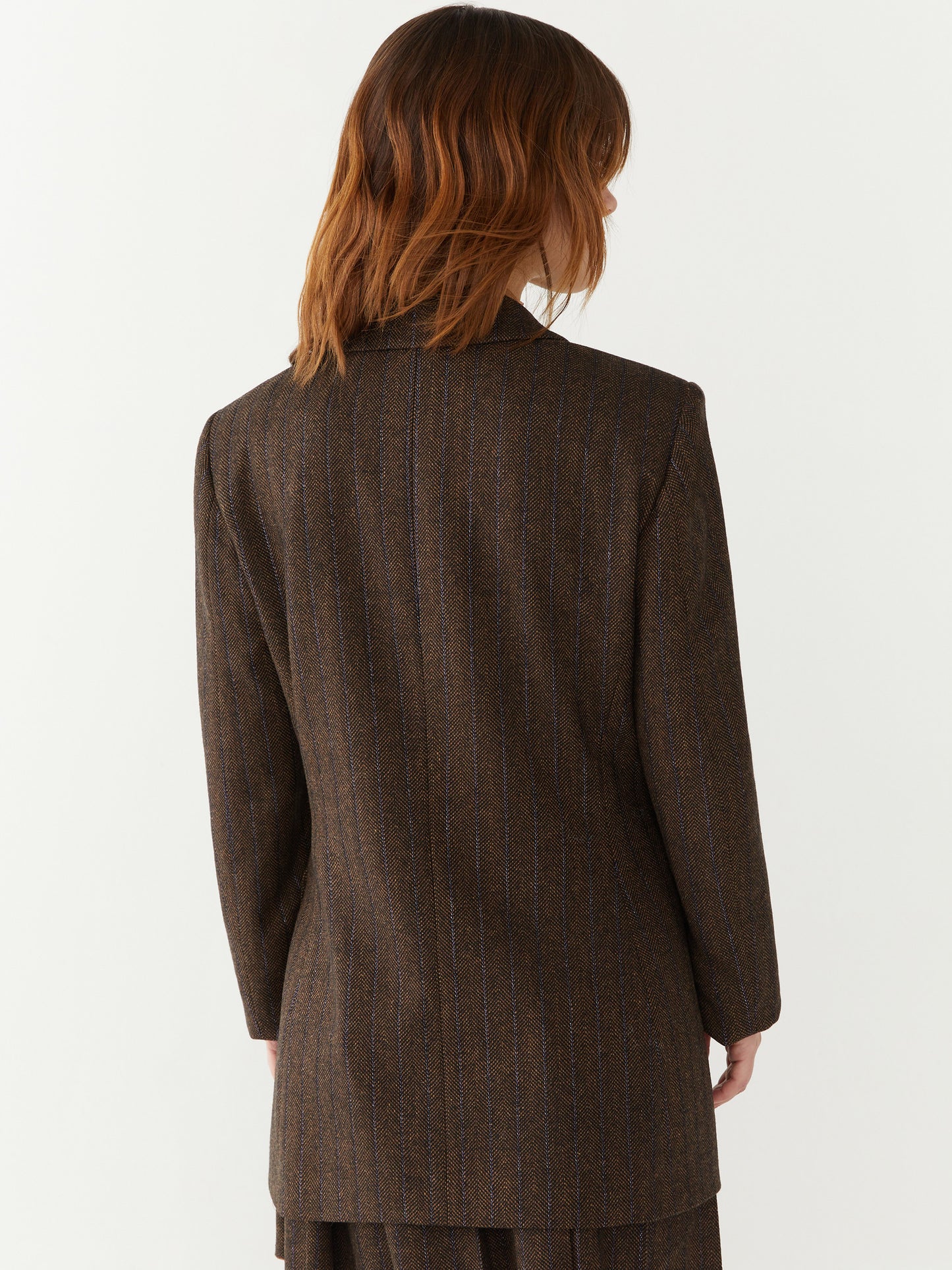 Cobalto Brown and Black  Double Breasted Tweed Blazer with a Hint of Purple Lurex