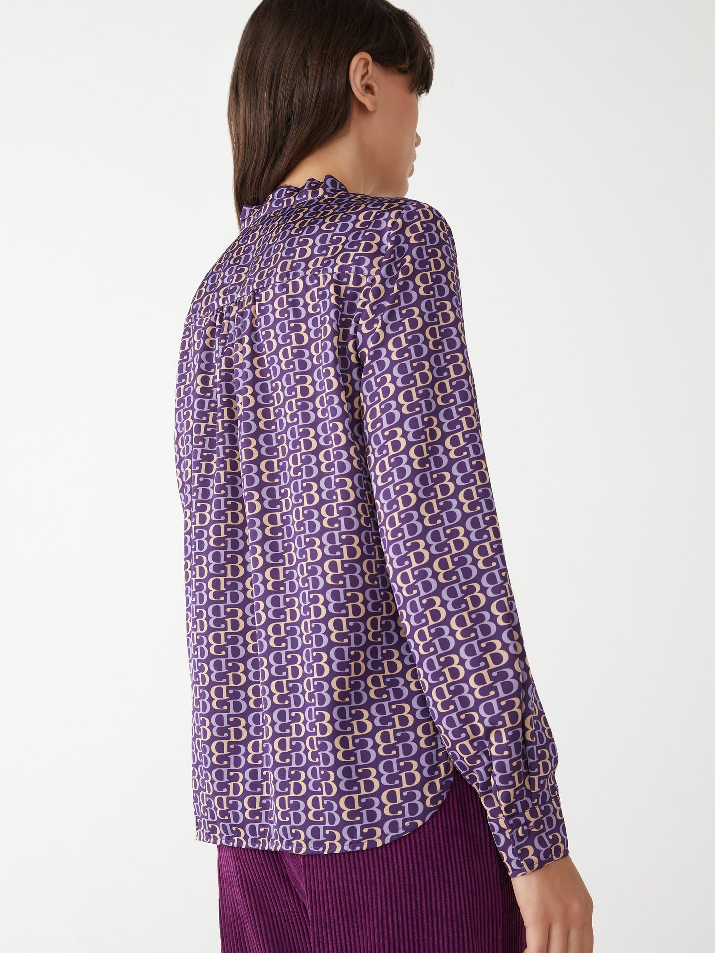 Purple Printed Neck Tie Blouse