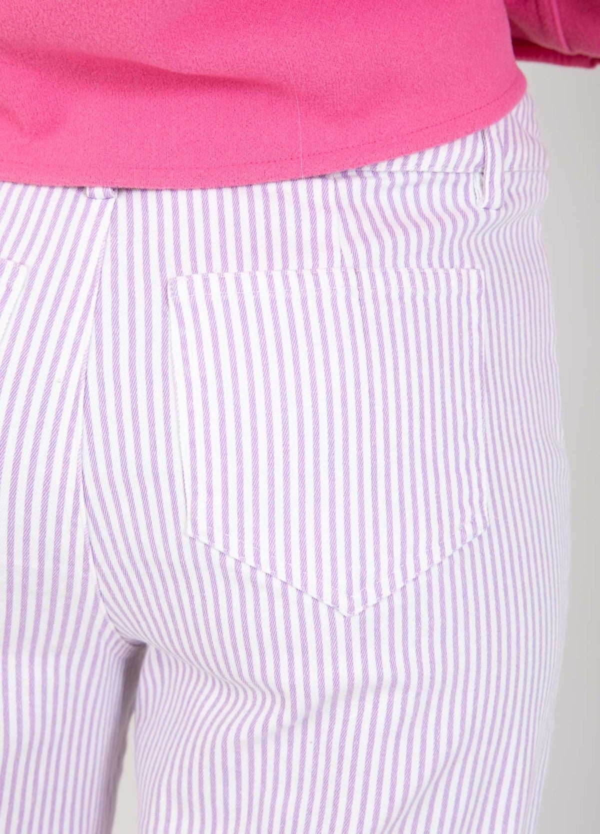 Matilde Off White and Purple Striped Trousers