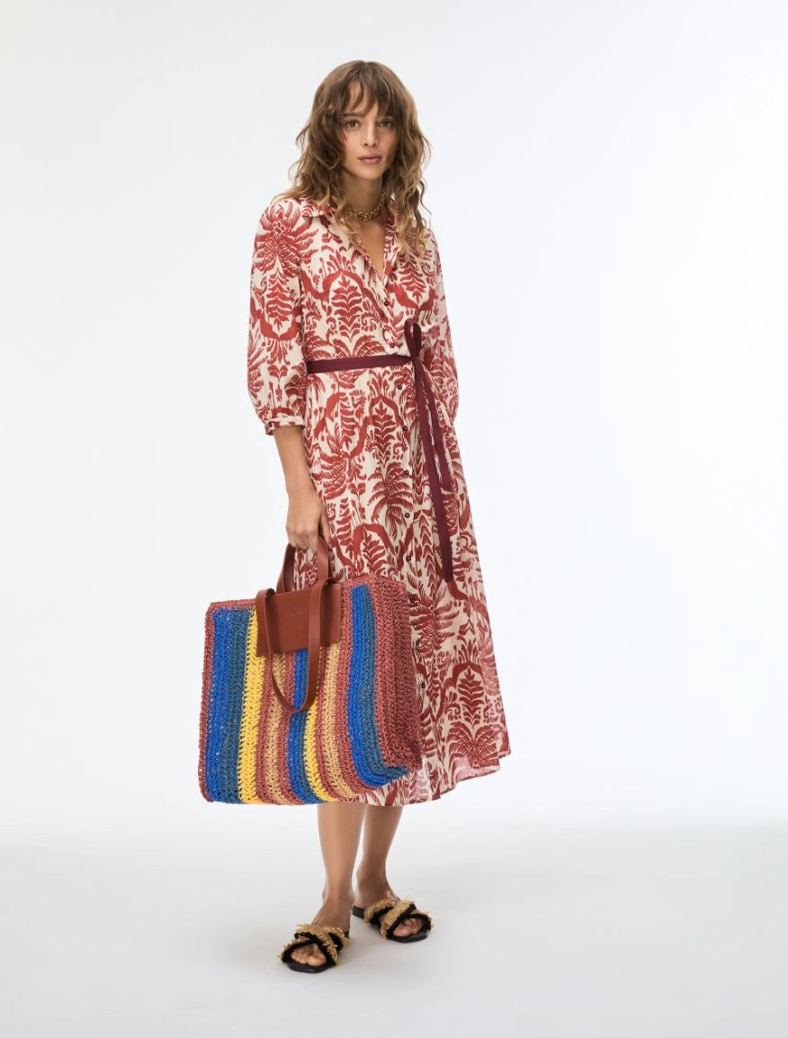 Iblues Flared Figure-Skimming Dress Ruby